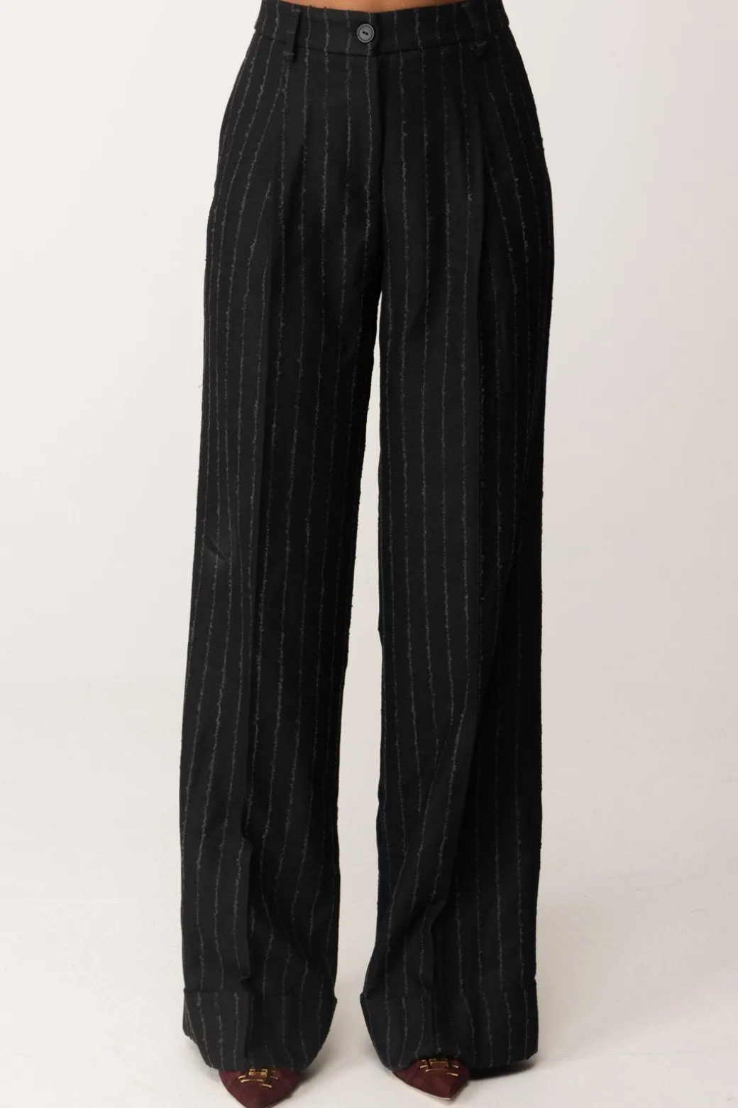 Donna Manila Grace Pantaloni a Righe con Pinces
