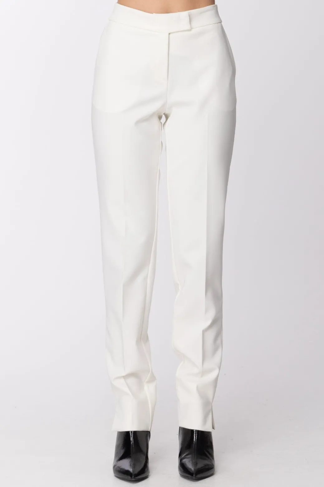Donna Manila Grace Pantaloni Stretch Vita Alta con Pattine Dietro
