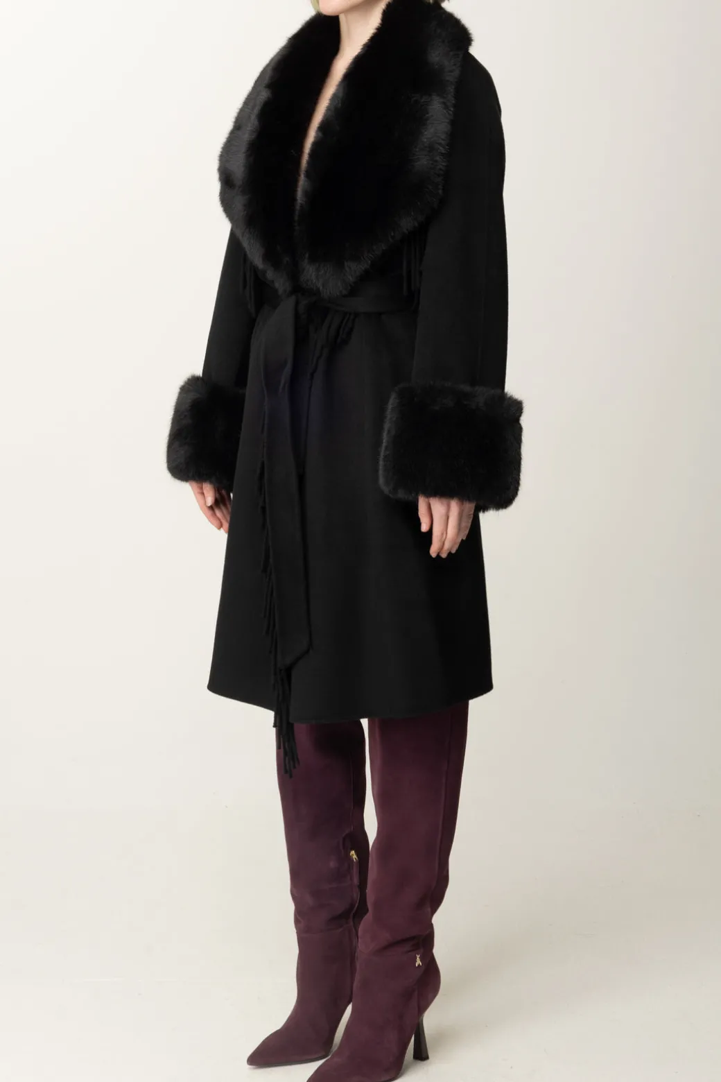 Donna Marciano By Guess Cappotto Liliana con Frange e Pelliccia