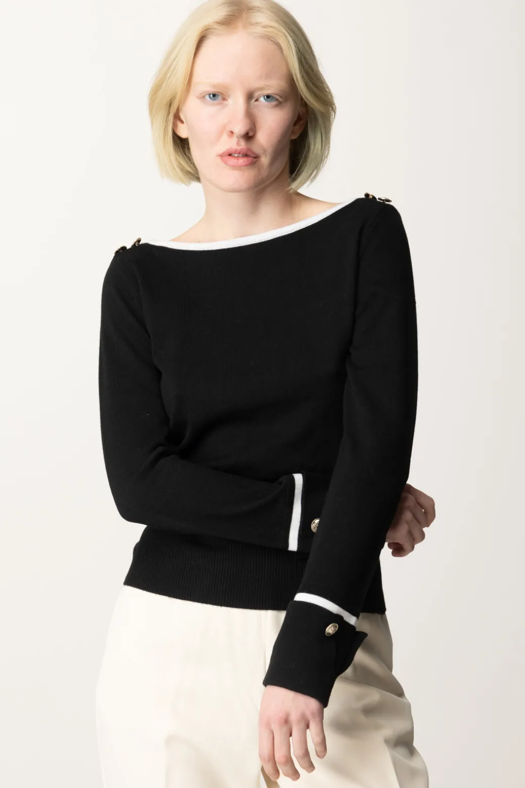 Donna Marciano By Guess Maglia Molly Scollo a Barca e Bottoncini