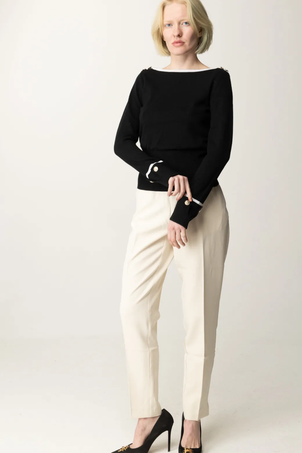 Donna Marciano By Guess Maglia Molly Scollo a Barca e Bottoncini