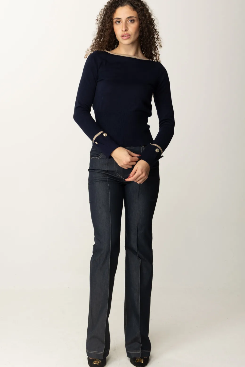 Donna Marciano By Guess Maglia Molly Scollo a Barca e Bottoncini