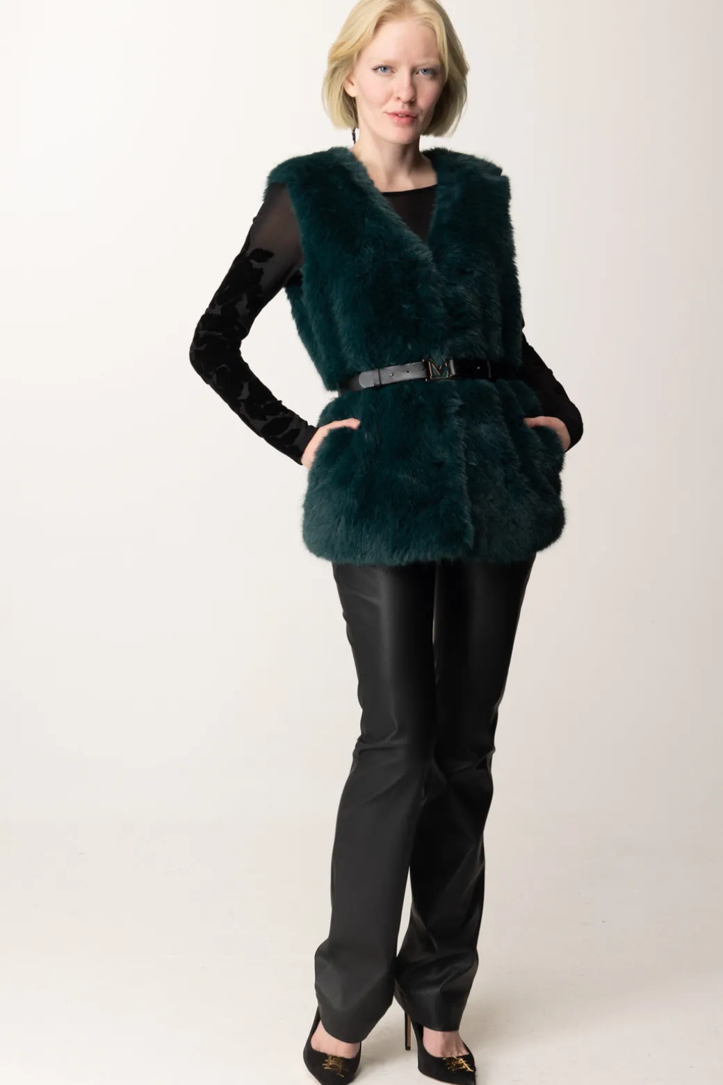 Donna Marciano By Guess Pelliccia Gilet Chloe con Cintura