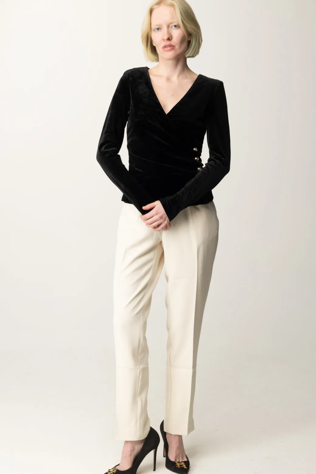 Donna Marciano By Guess Top Pam In Velluto con Bottoni