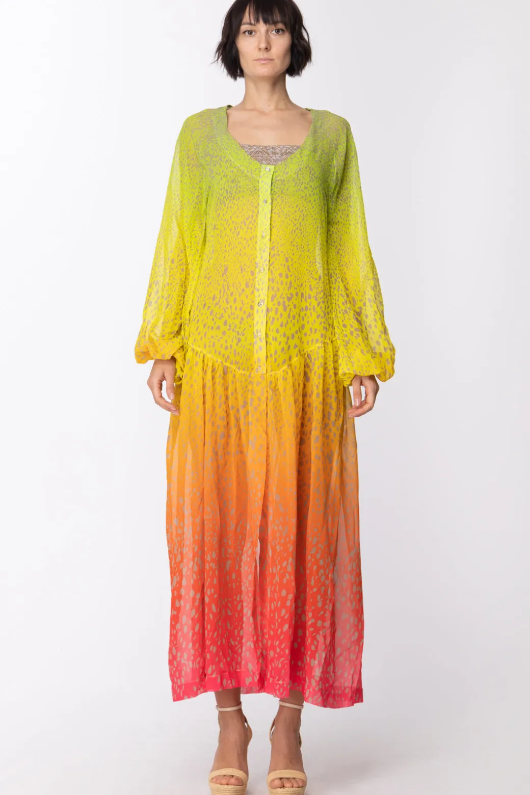 Donna Me Fui Abito Lungo con Stampa Multicolor