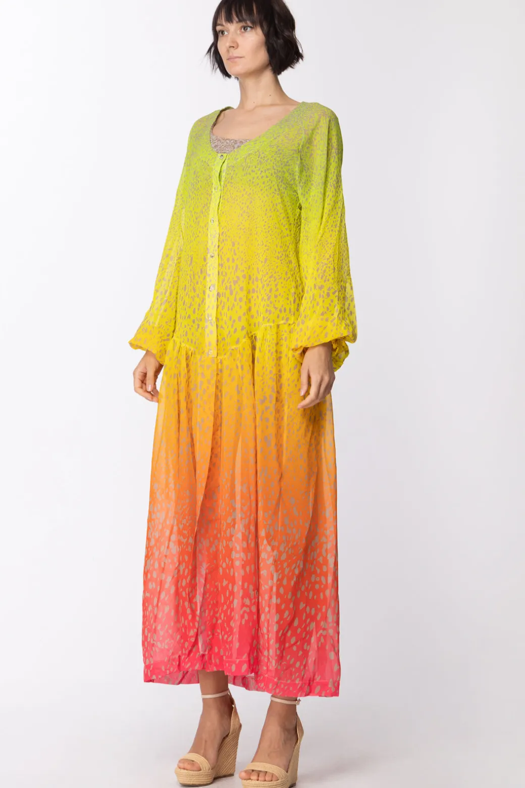 Donna Me Fui Abito Lungo con Stampa Multicolor