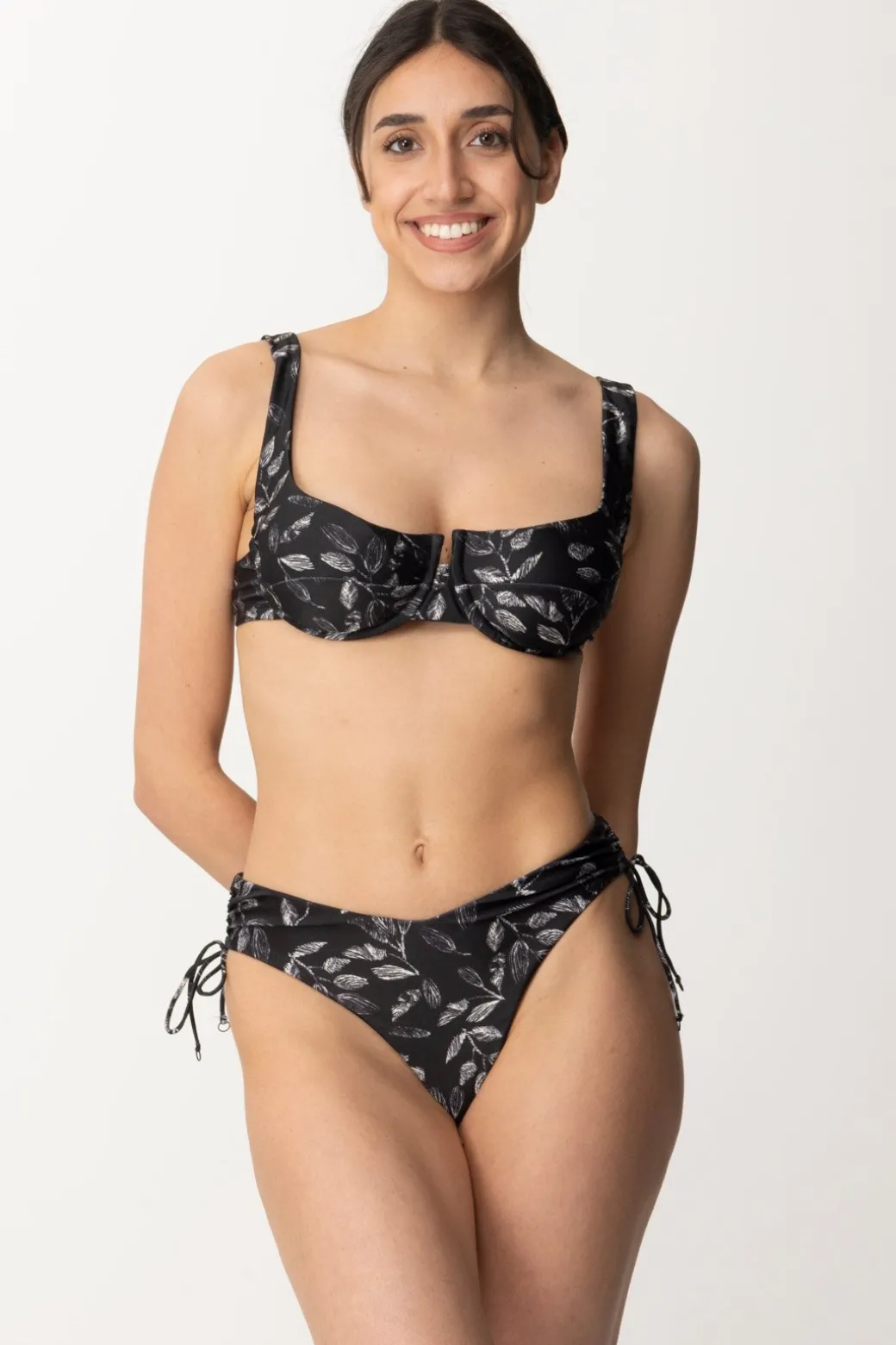 Donna Me Fui Bikini con Ferretto Stampa Foglie