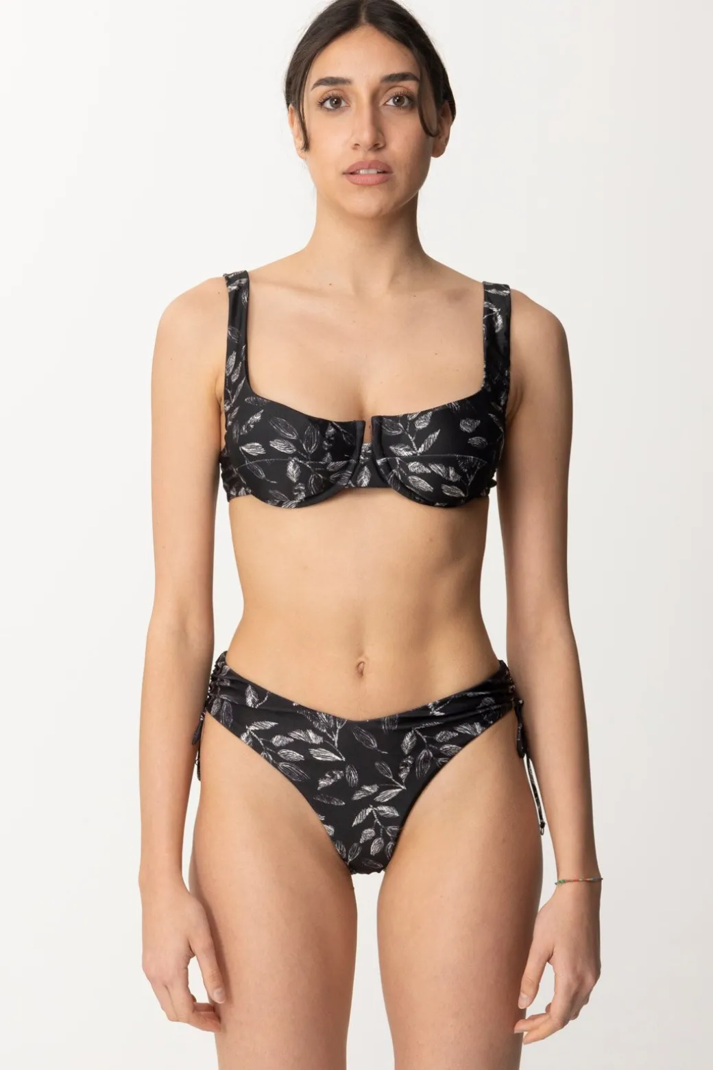 Donna Me Fui Bikini con Ferretto Stampa Foglie