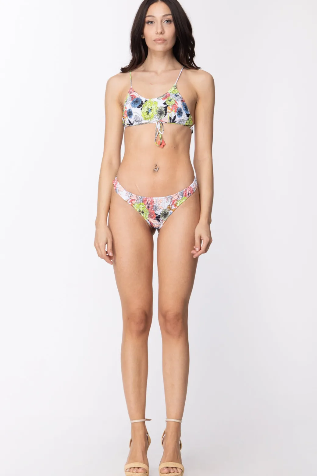 Donna Me Fui Bikini In Punto Smock con Stampa Fiori