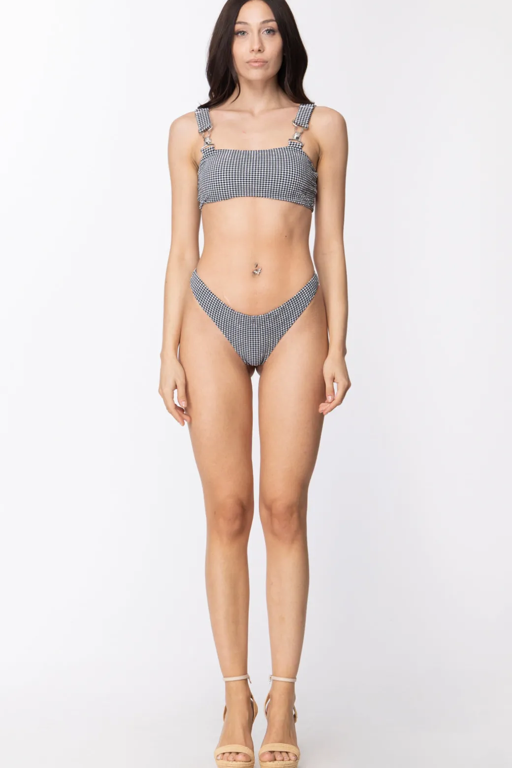 Donna Me Fui Bikini Stampa Vichi con Ganci Da Salopette