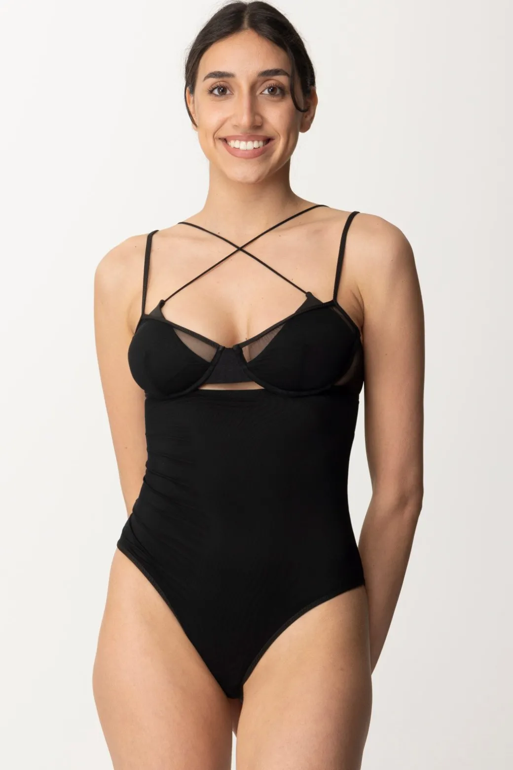 Donna Me Fui Monokini con Cut-out e Tulle