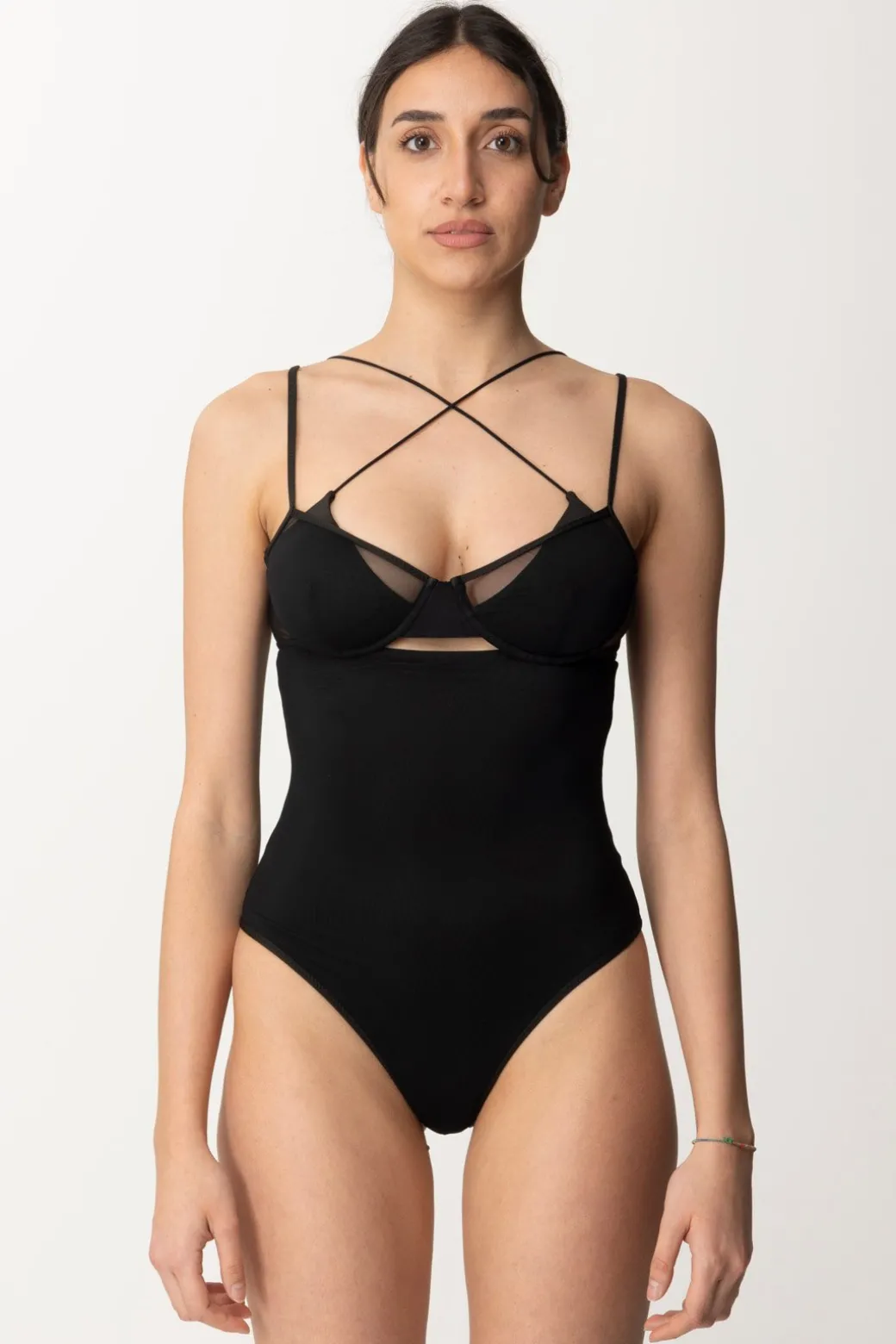 Donna Me Fui Monokini con Cut-out e Tulle