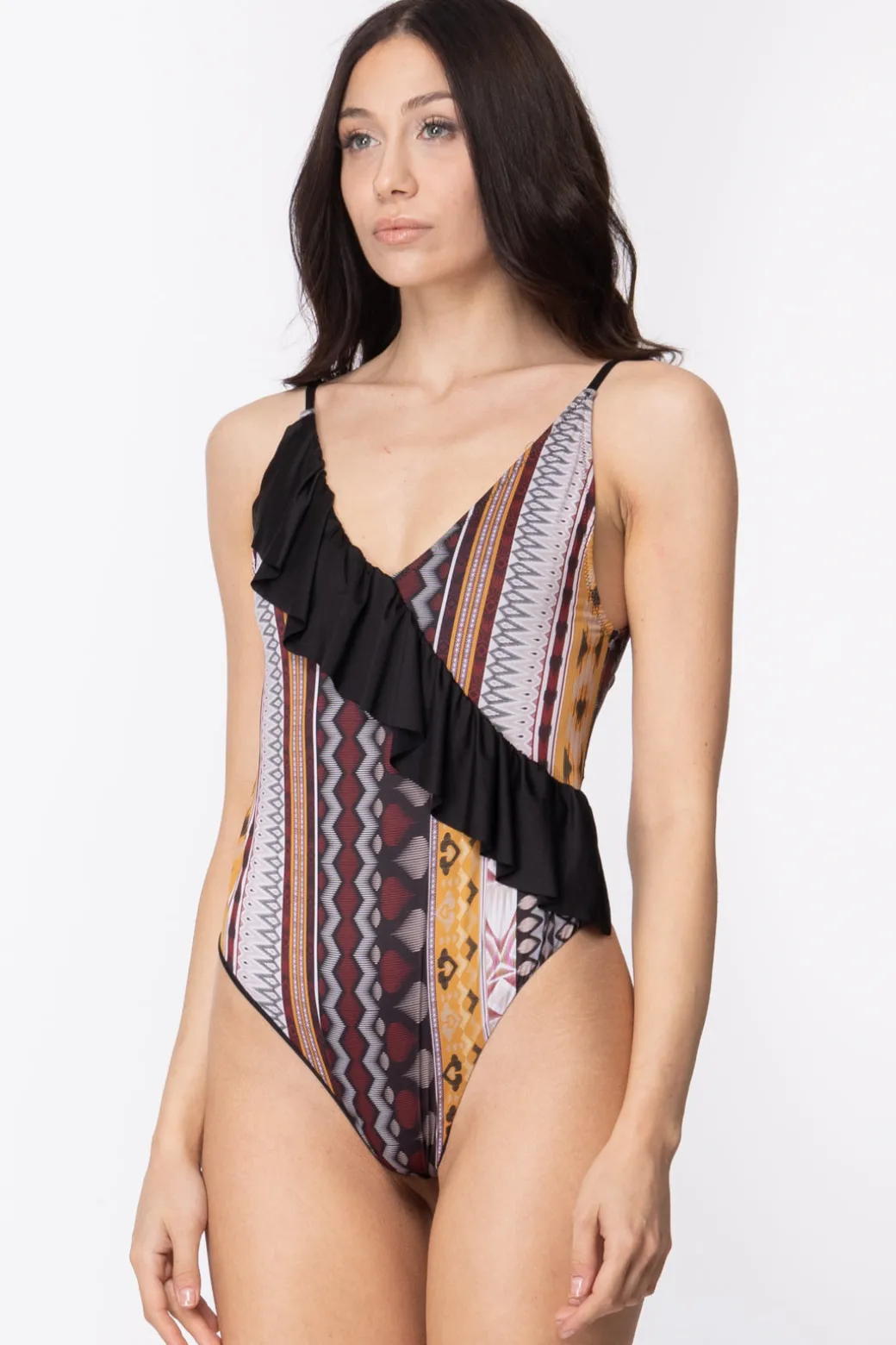 Donna Me Fui Monokini con Stampa e Volant