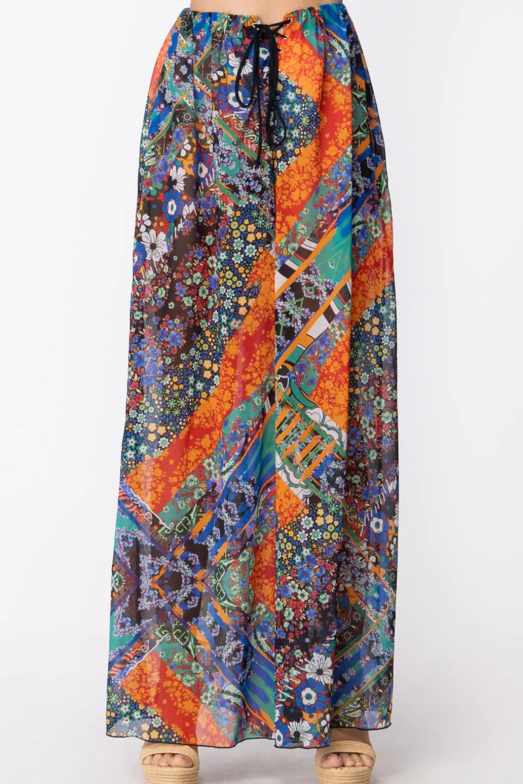 Donna Me Fui Pantaloni Palazzo In Chiffon