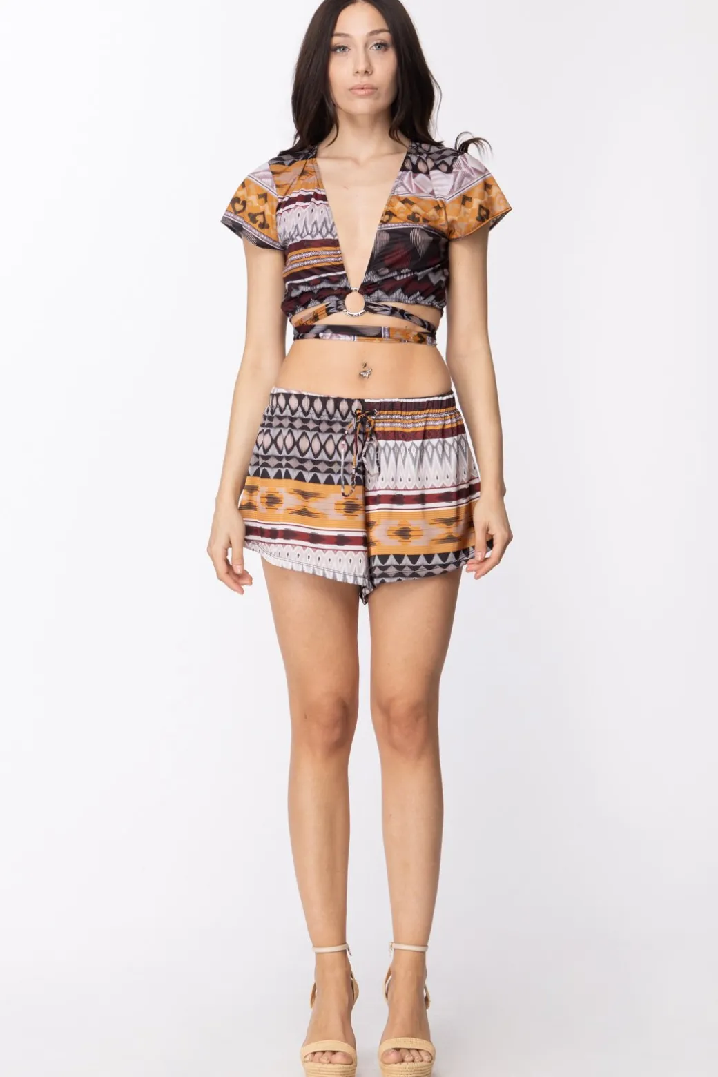 Donna Me Fui Shorts In Satin con Stampa