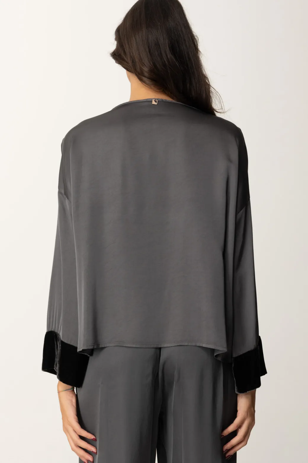 Donna Meme Road Blusa Oversize con Dettagli In Velluto