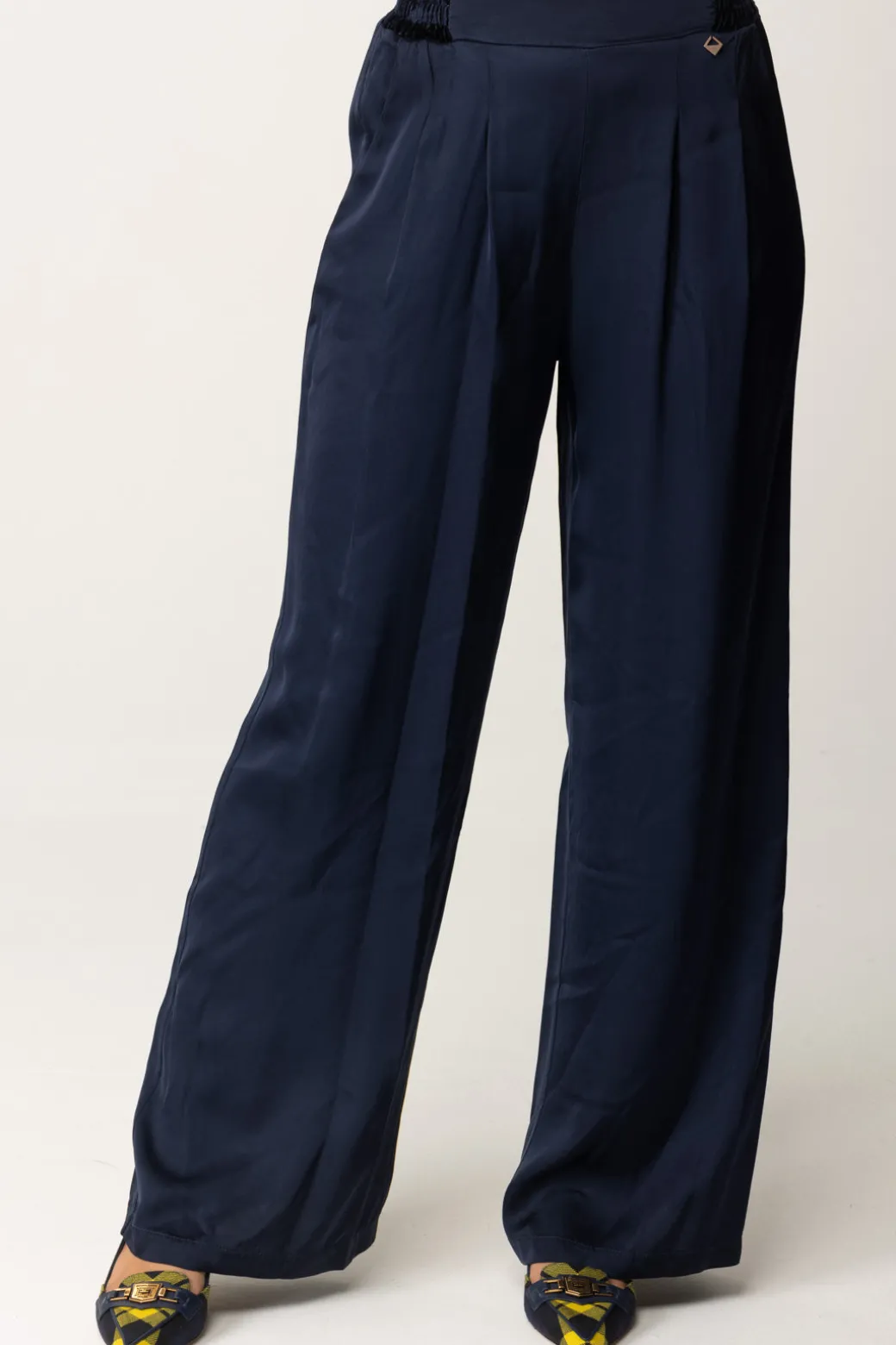 Donna Meme Road Pantaloni Palazzo con Dettagli In Velluto