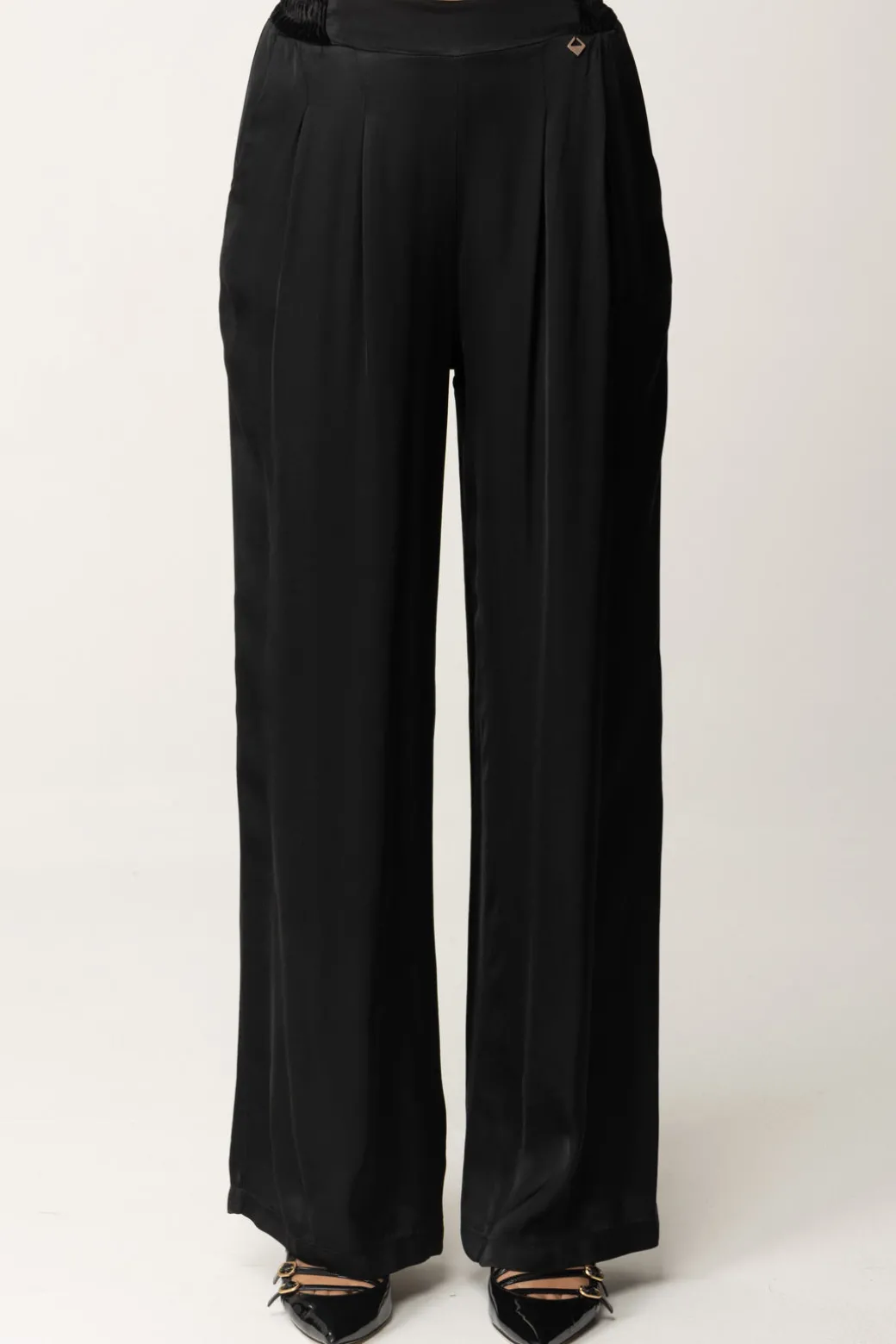 Donna Meme Road Pantaloni Palazzo con Dettagli In Velluto
