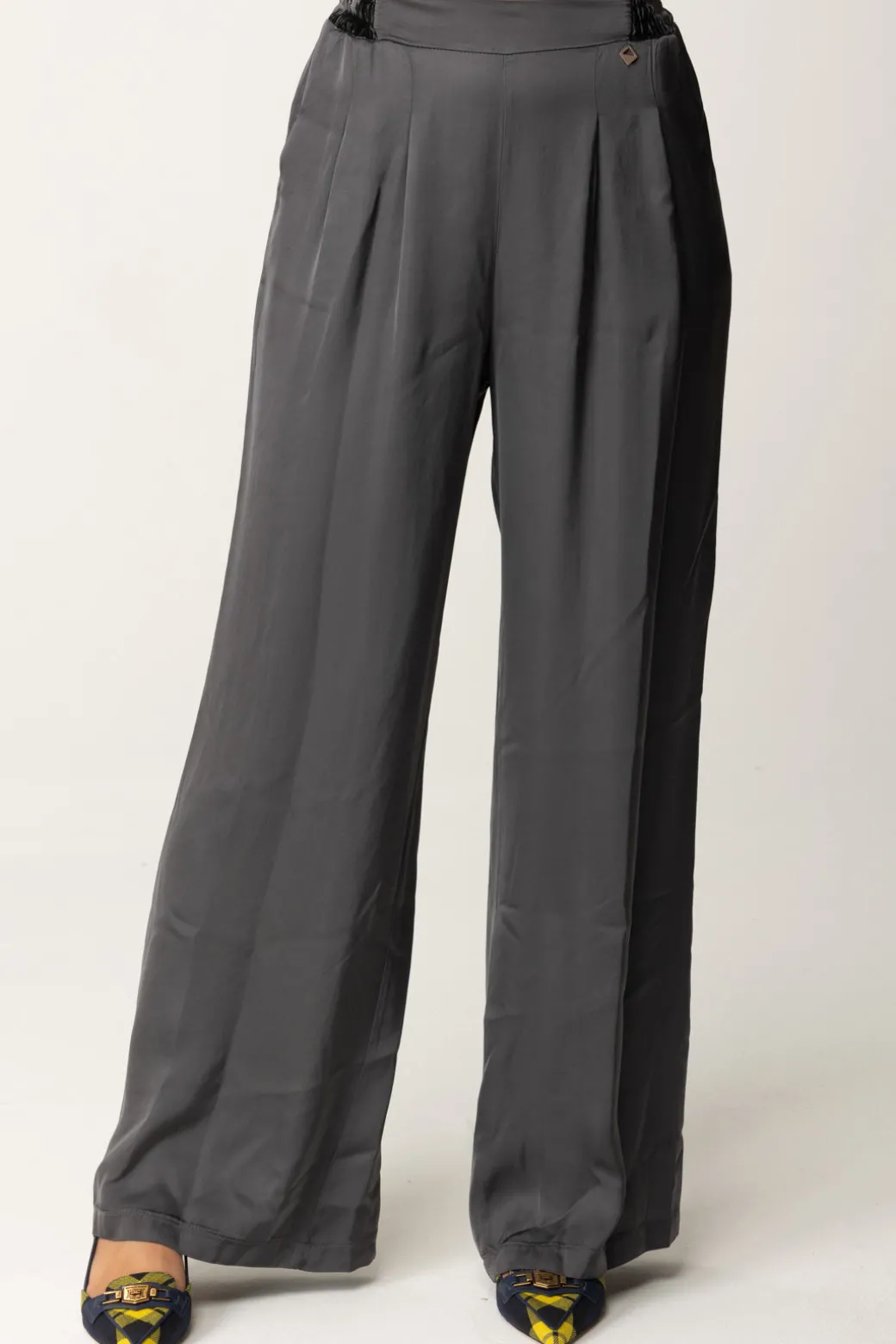 Donna Meme Road Pantaloni Palazzo con Dettagli In Velluto