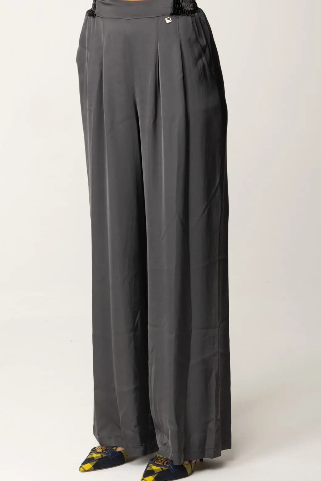 Donna Meme Road Pantaloni Palazzo con Dettagli In Velluto