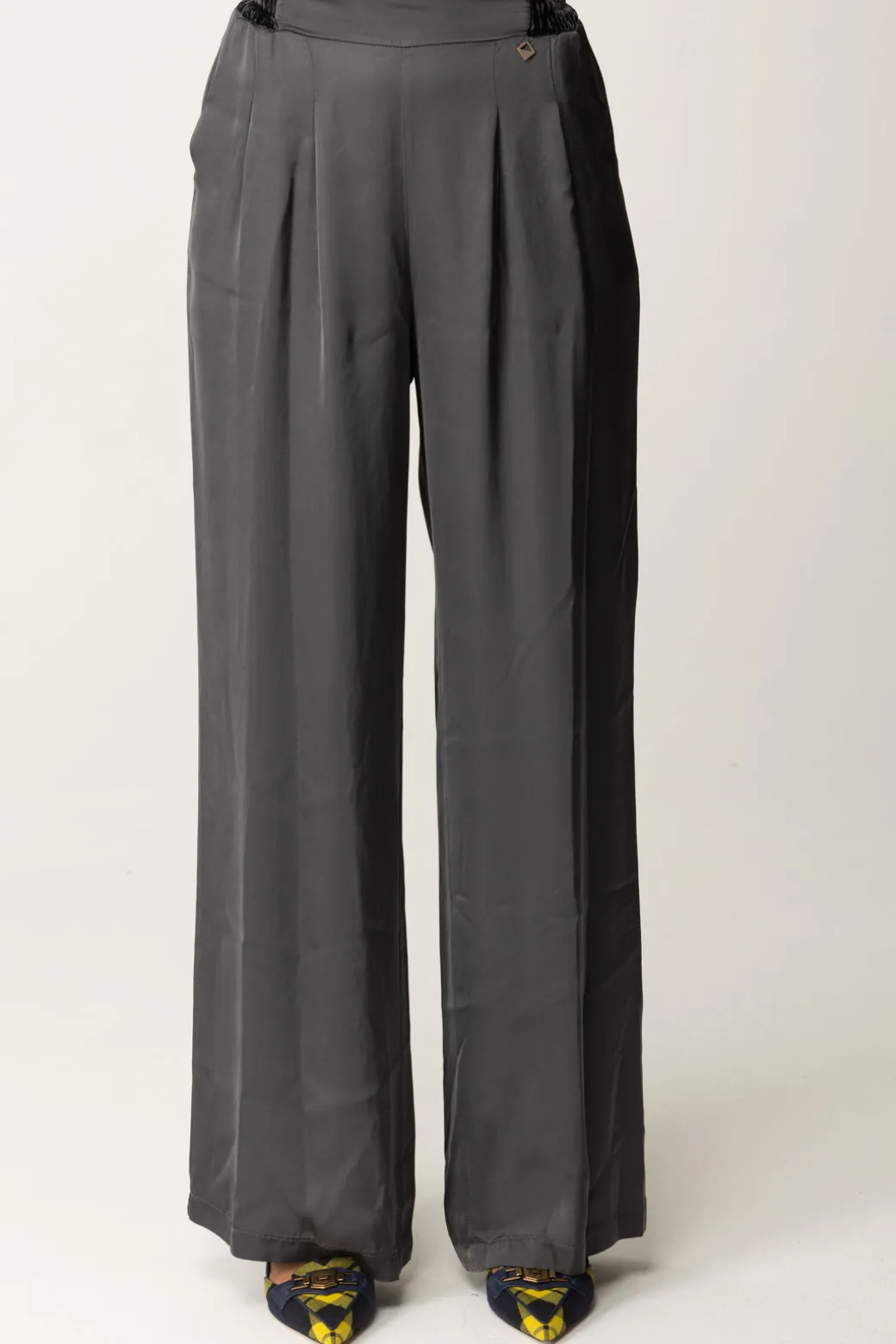 Donna Meme Road Pantaloni Palazzo con Dettagli In Velluto
