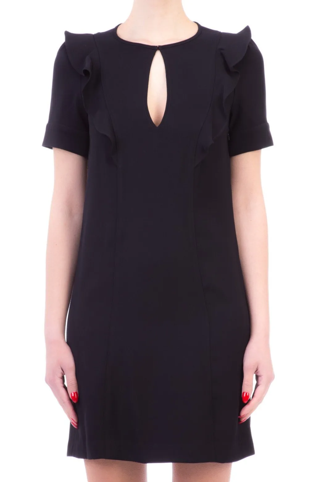 Donna Michael Kors Abito Corto con Scollo a Goccia e Rouches