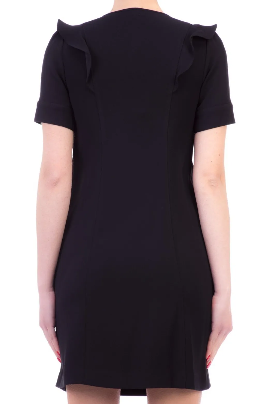 Donna Michael Kors Abito Corto con Scollo a Goccia e Rouches