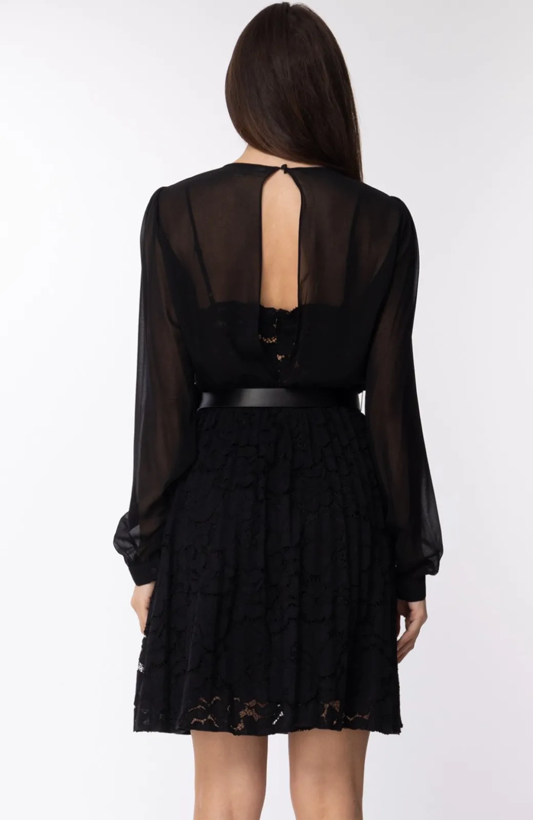 Donna Michael Kors Abito Corto In Tulle e Pizzo con Cintura