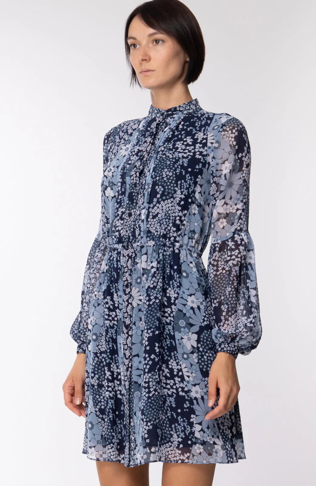 Donna Michael Kors Abito Floreale con Maniche Lunghe