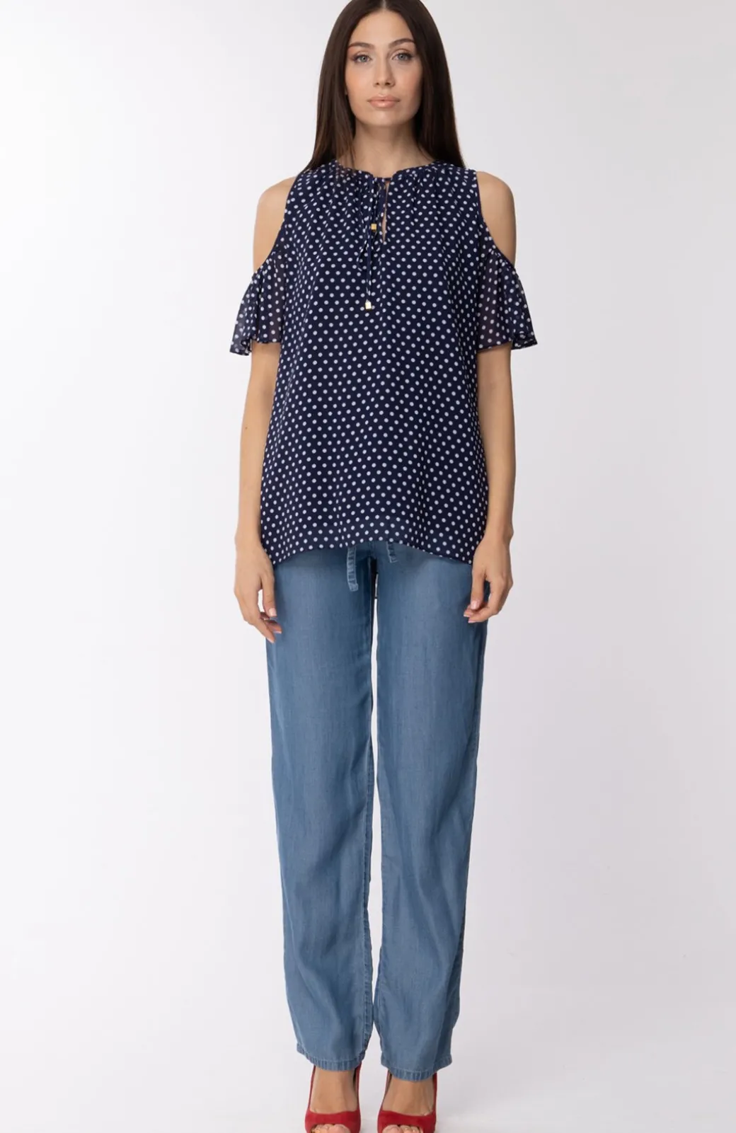 Donna Michael Kors sa a Pois con Spalle Scoperte