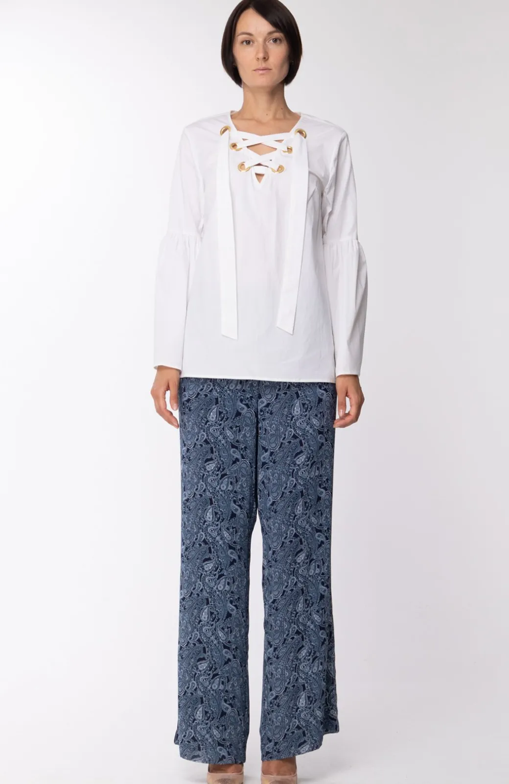 Donna Michael Kors Blusa Morbida con Occhielli Dorati