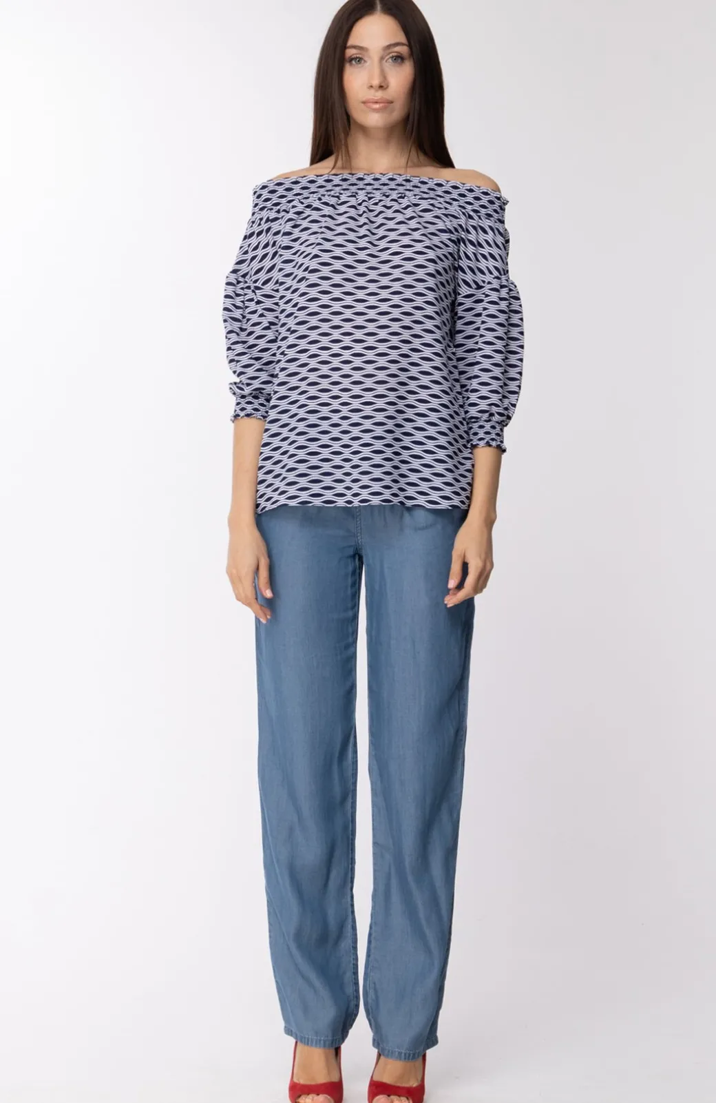 Donna Michael Kors Blusa Offshoulder con Maniche Ampie