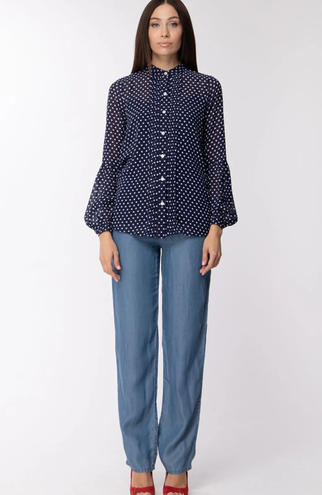 Donna Michael Kors Camicia a Pois con Maniche santi