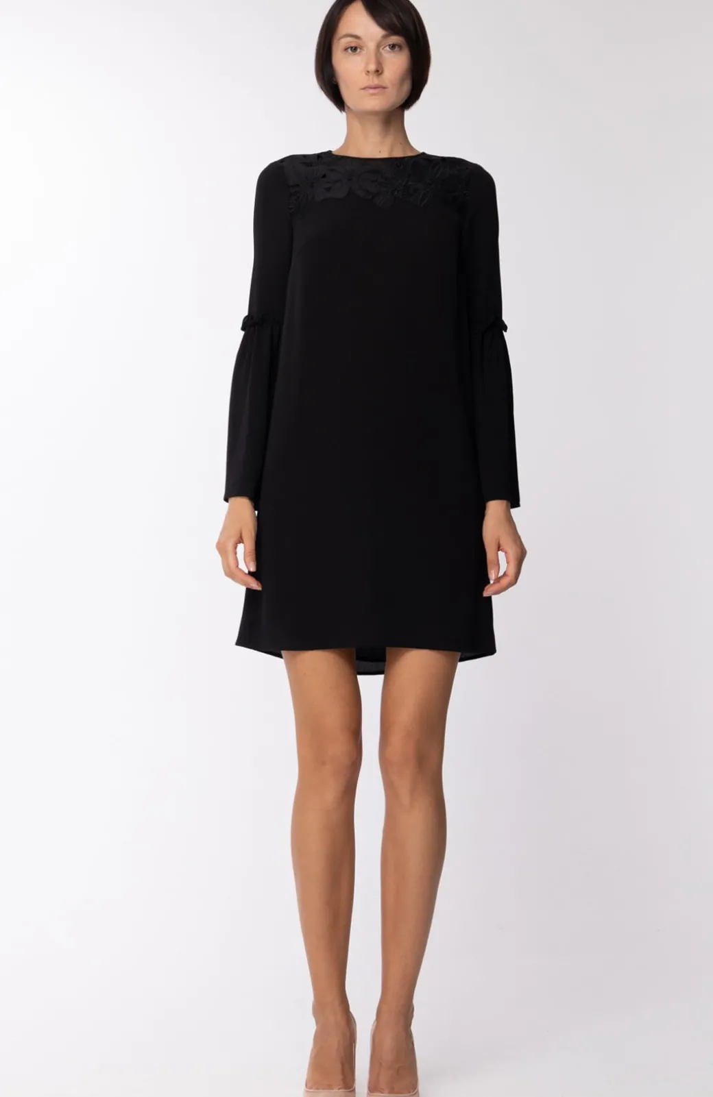 Donna Michael Kors Mini Abito Elegante con Maniche a Svasare