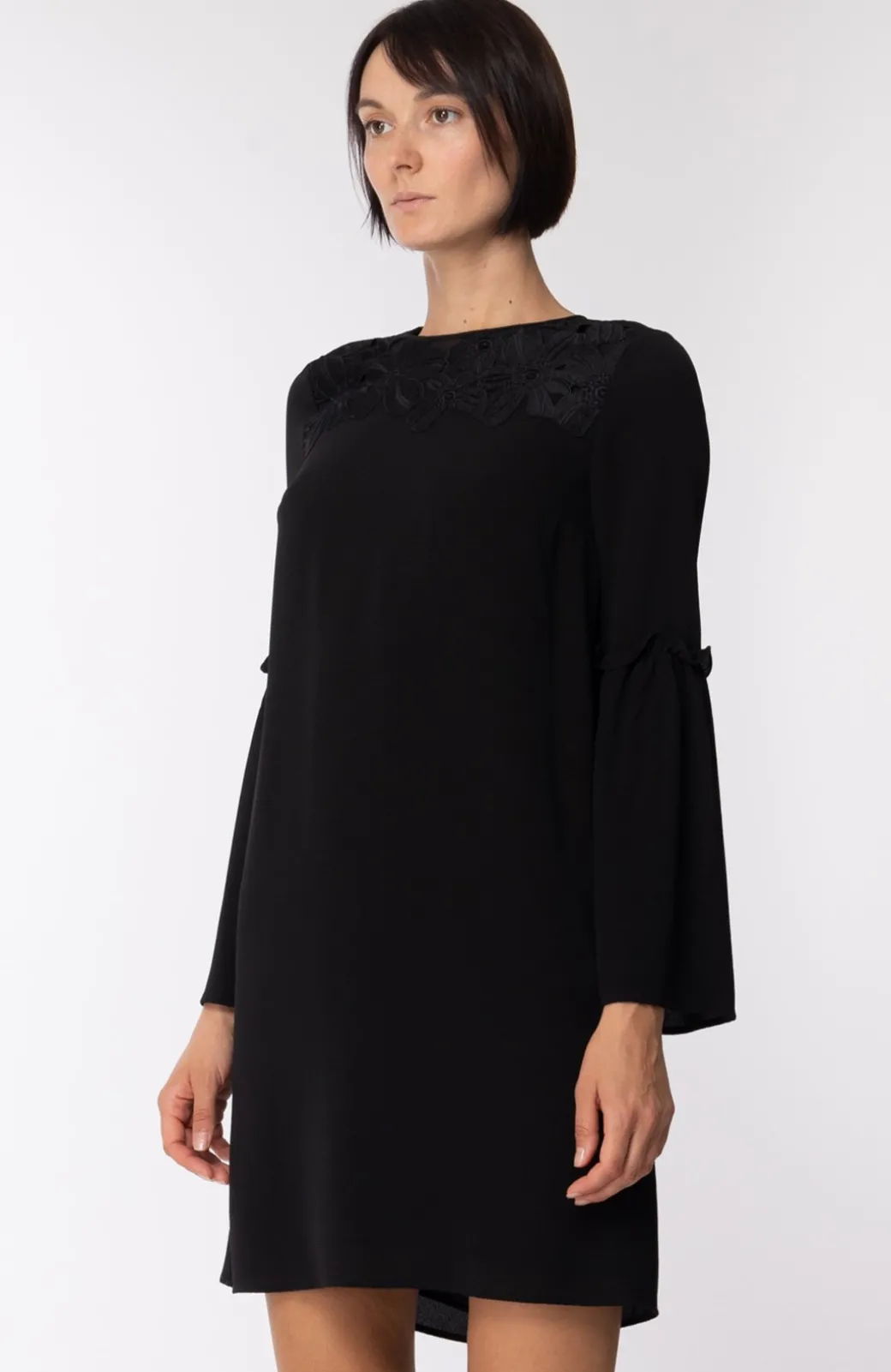 Donna Michael Kors Mini Abito Elegante con Maniche a Svasare