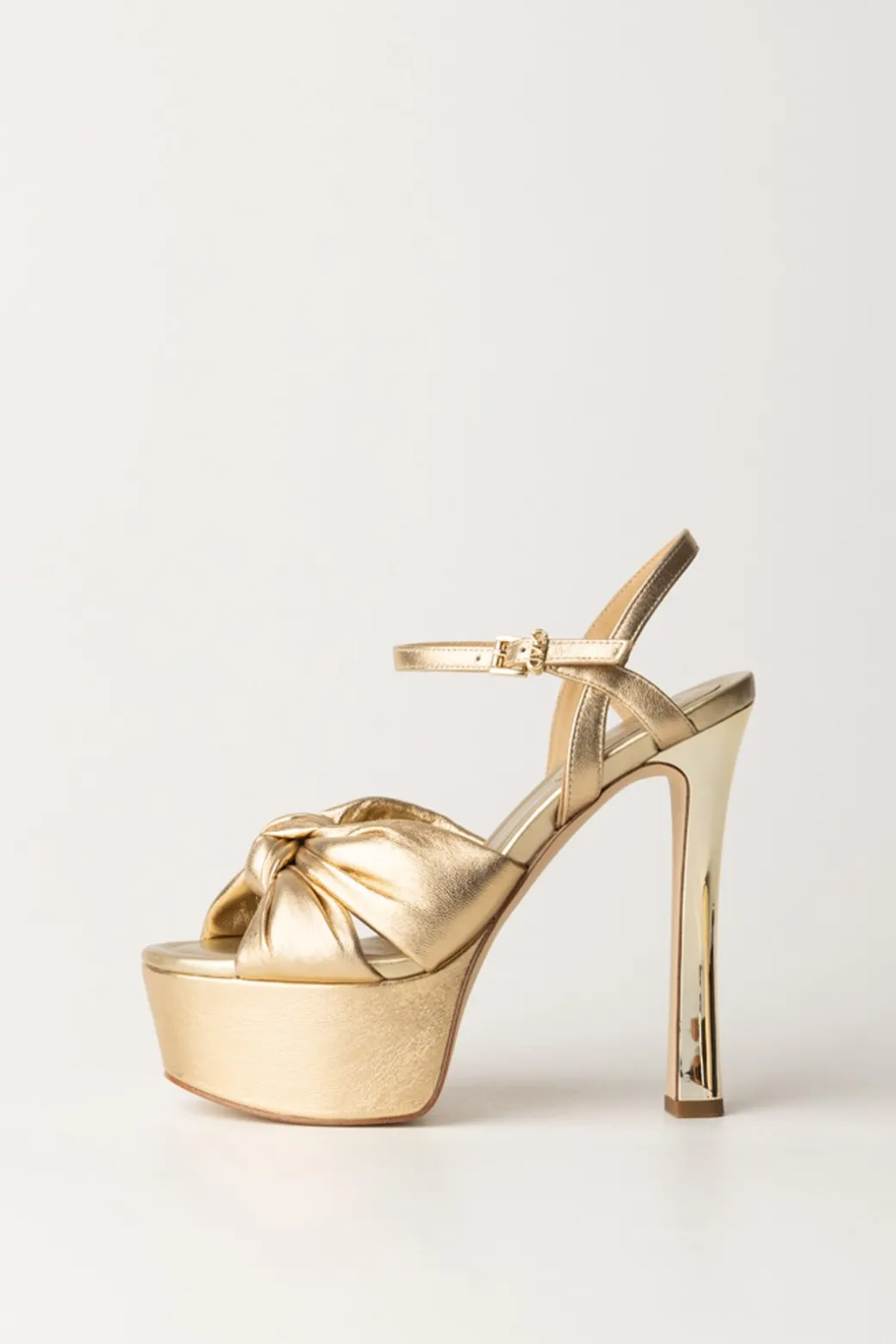 Donna Michael Kors Sandali Elena Platform Metallizzati con Nodo