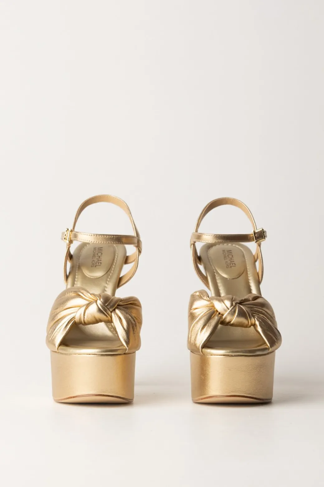 Donna Michael Kors Sandali Elena Platform Metallizzati con Nodo