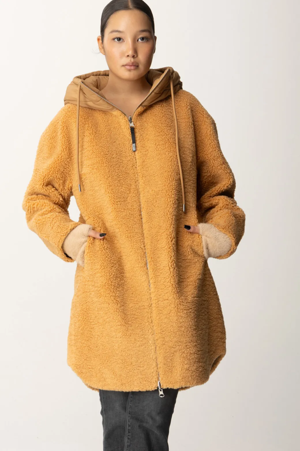 Donna Montereggi Cappotto con Zip e Cappuccio