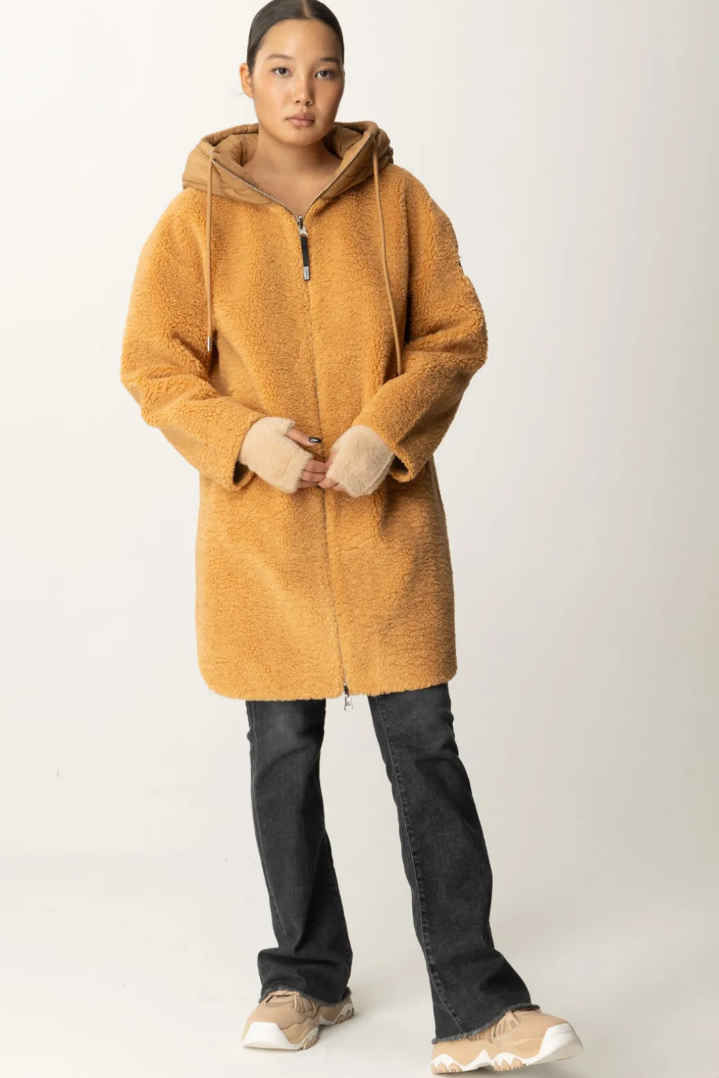 Donna Montereggi Cappotto con Zip e Cappuccio