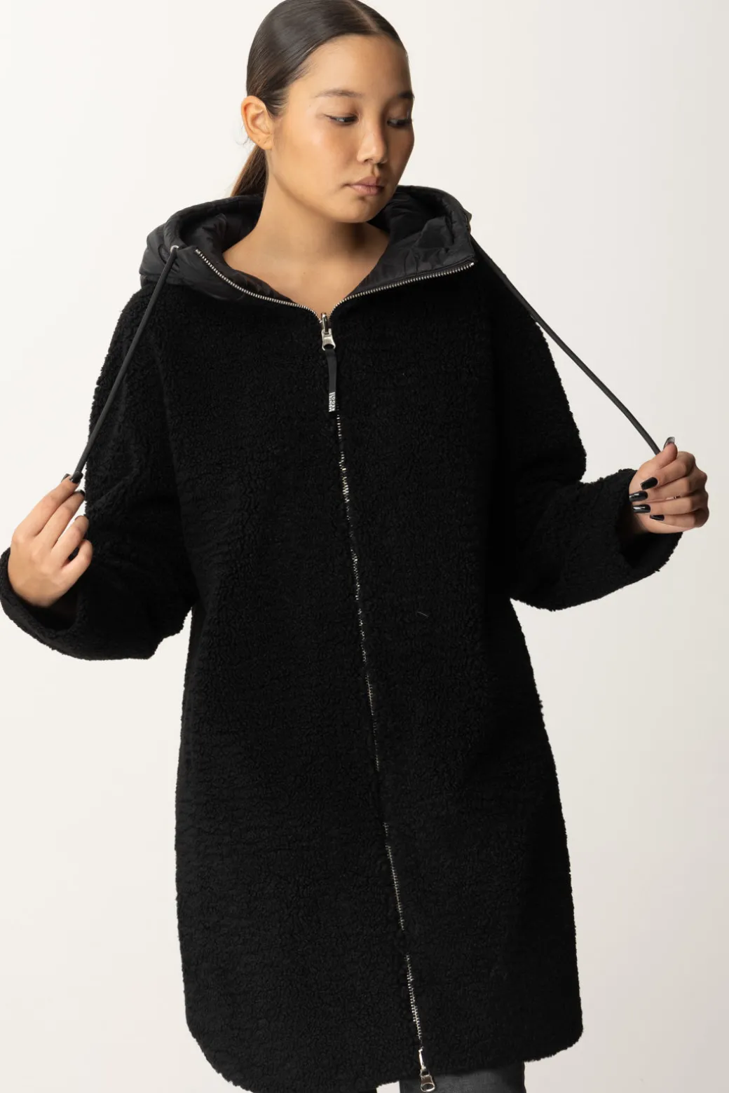 Donna Montereggi Cappotto con Zip e Cappuccio