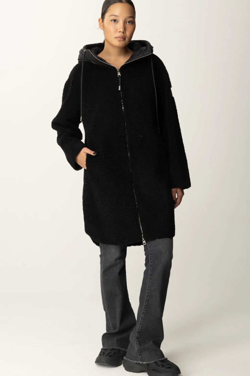 Donna Montereggi Cappotto con Zip e Cappuccio