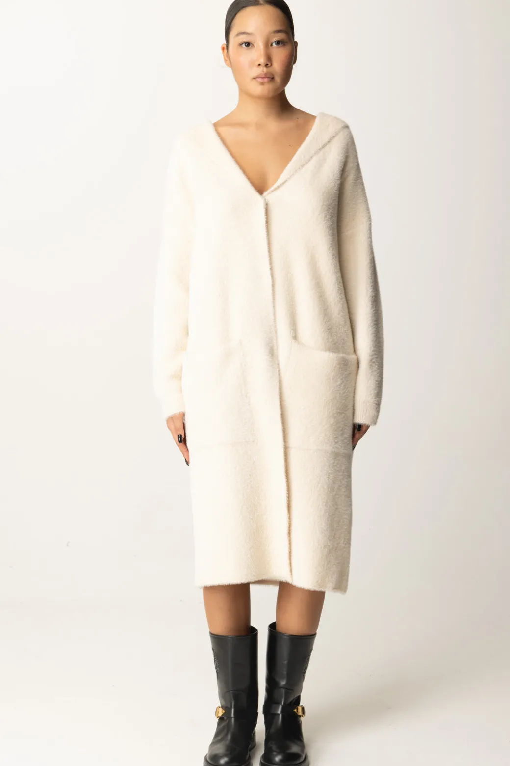 Donna Montereggi Cappotto Lungo con Cappuccio
