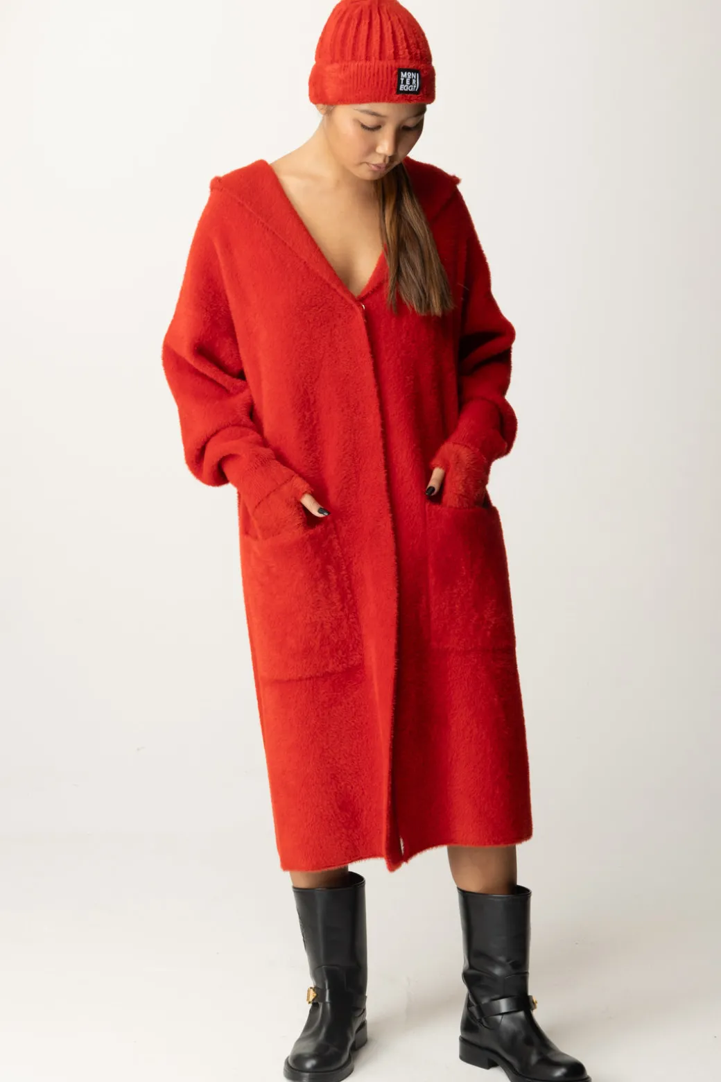 Donna Montereggi Cappotto Lungo con Cappuccio
