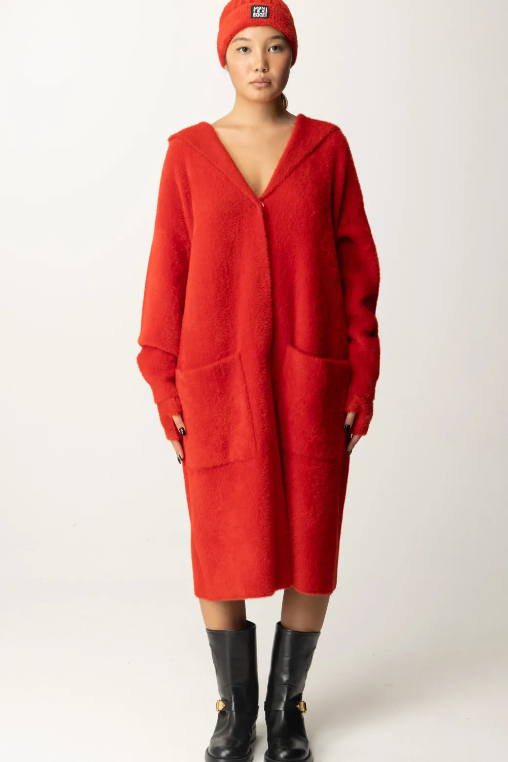 Donna Montereggi Cappotto Lungo con Cappuccio