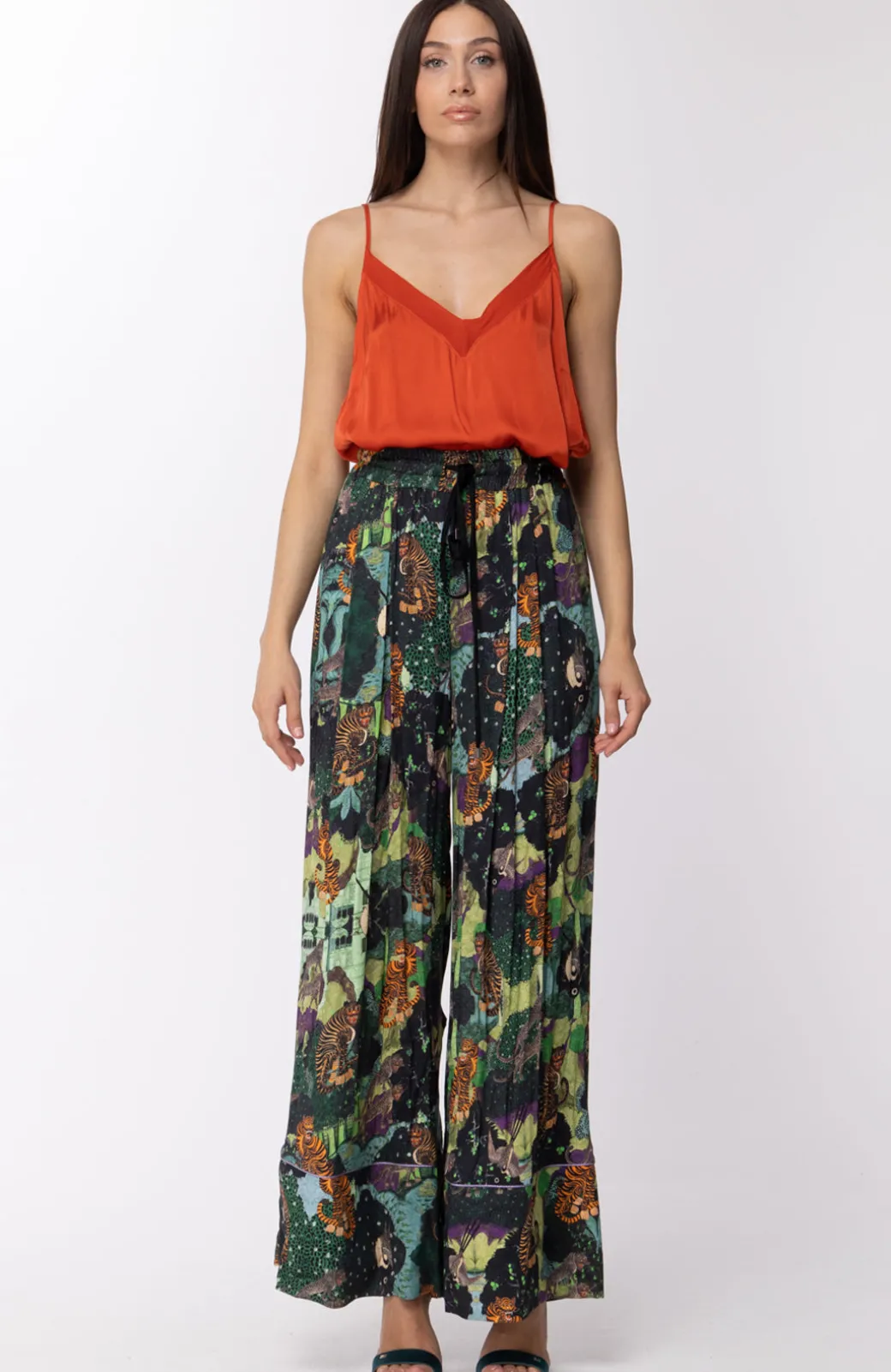 Donna Motel Top In Viscosa con Inserti In Tulle