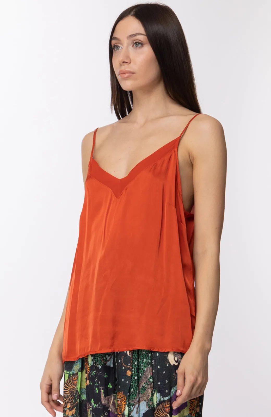 Donna Motel Top In Viscosa con Inserti In Tulle