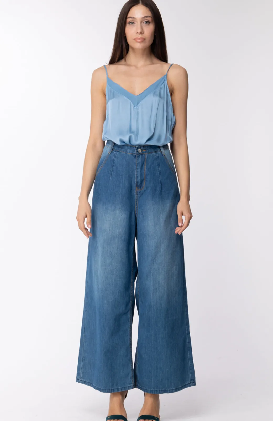 Donna Motel Top In Viscosa con Inserti In Tulle