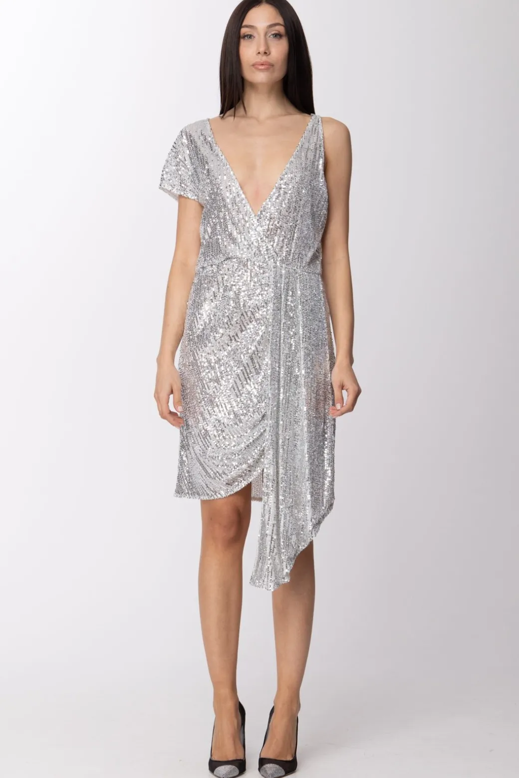 Donna Patrizia Pepe Abito Asimmetrico con Paillettes