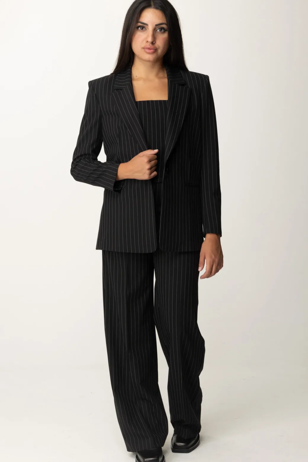 Donna Patrizia Pepe Blazer Gessato In Flanella