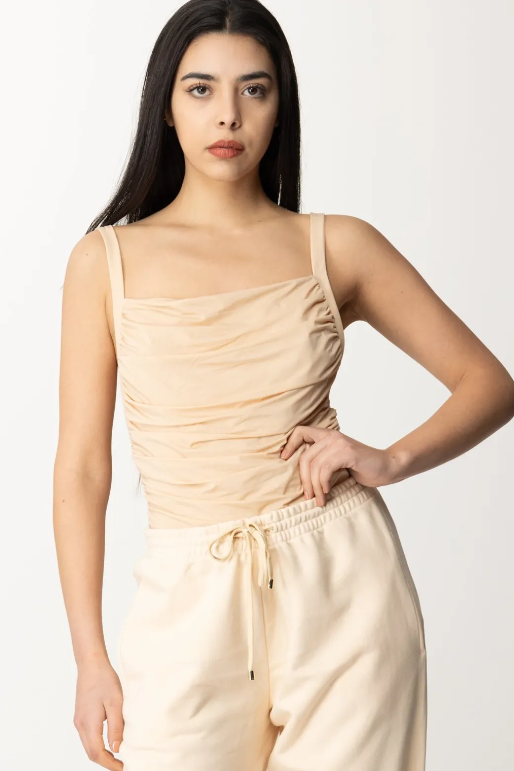 Donna Patrizia Pepe Body Drappeggiato con Bretelle